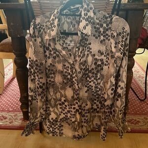 Animal print blouse from express size small petite elastic at the wrists